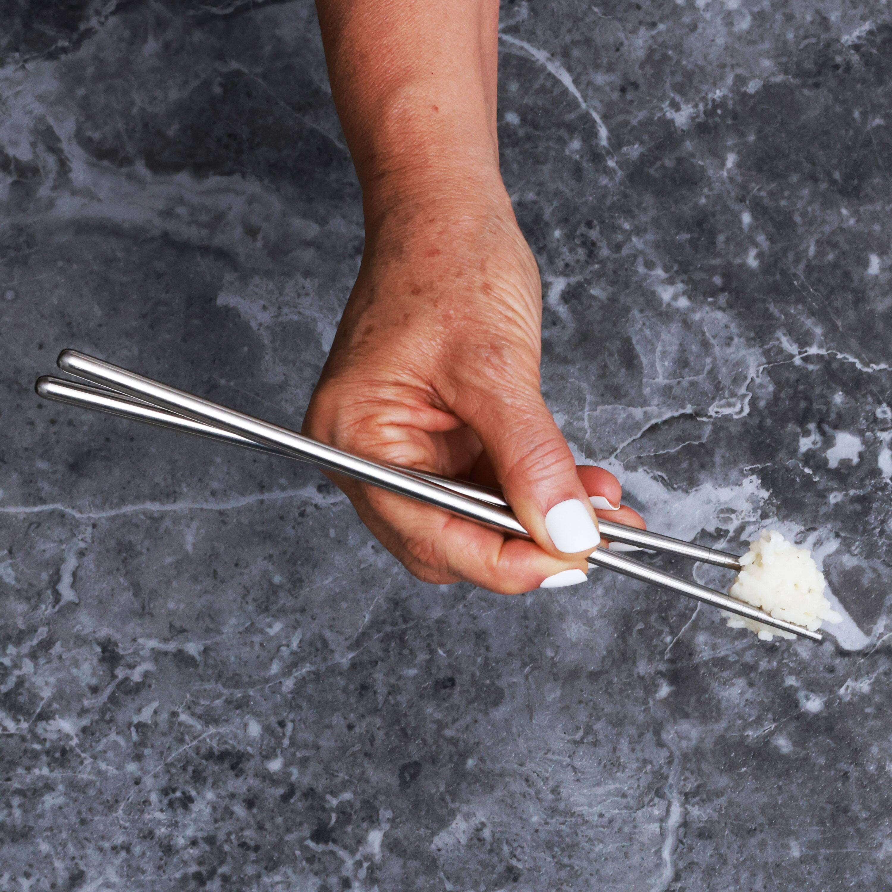 Alt View 4. Escali - Joyce Chen Reusable Stainless Steel Metal Chopsticks Set, 5 Pair Set - Silver.