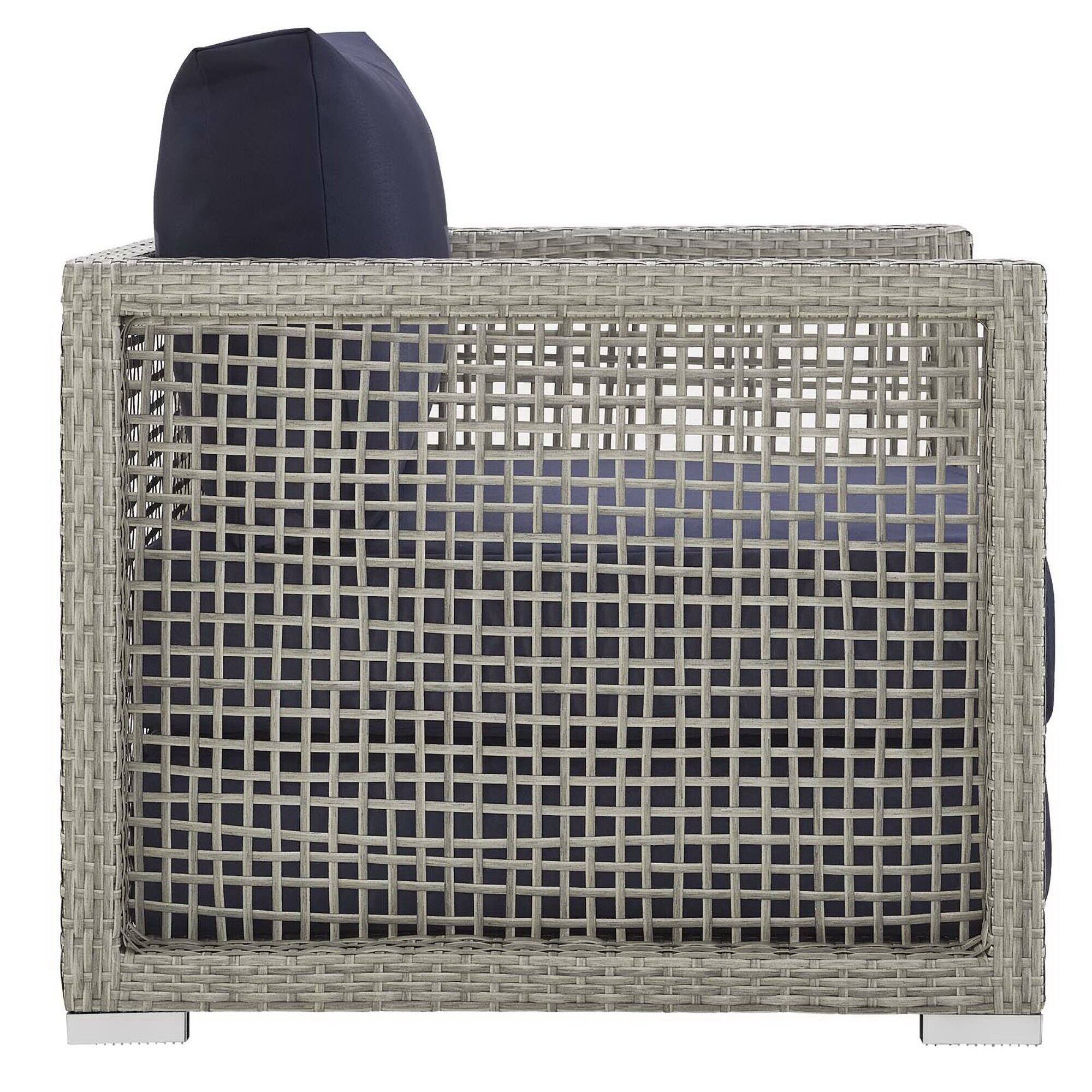 Alt View 2. Modway - Aura Rattan Outdoor Patio Armchair by Modway - Gray Navy.