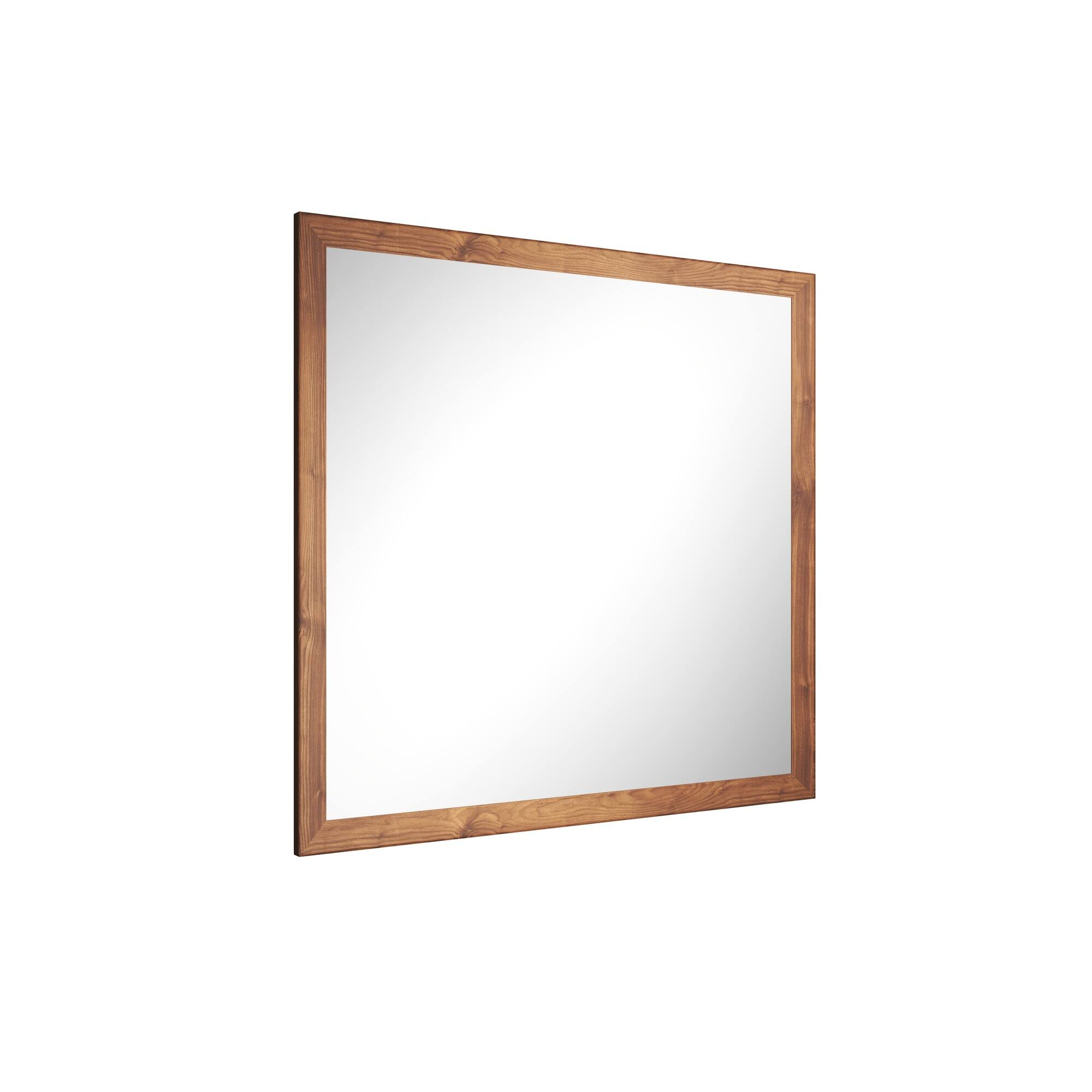 Alt View 2. Boyel Living - 38 in W x 40 in L Dark Wood Grain Rectangular Slanted Edge Aluminum Framed Wall Bathroom Vanity Mirror.