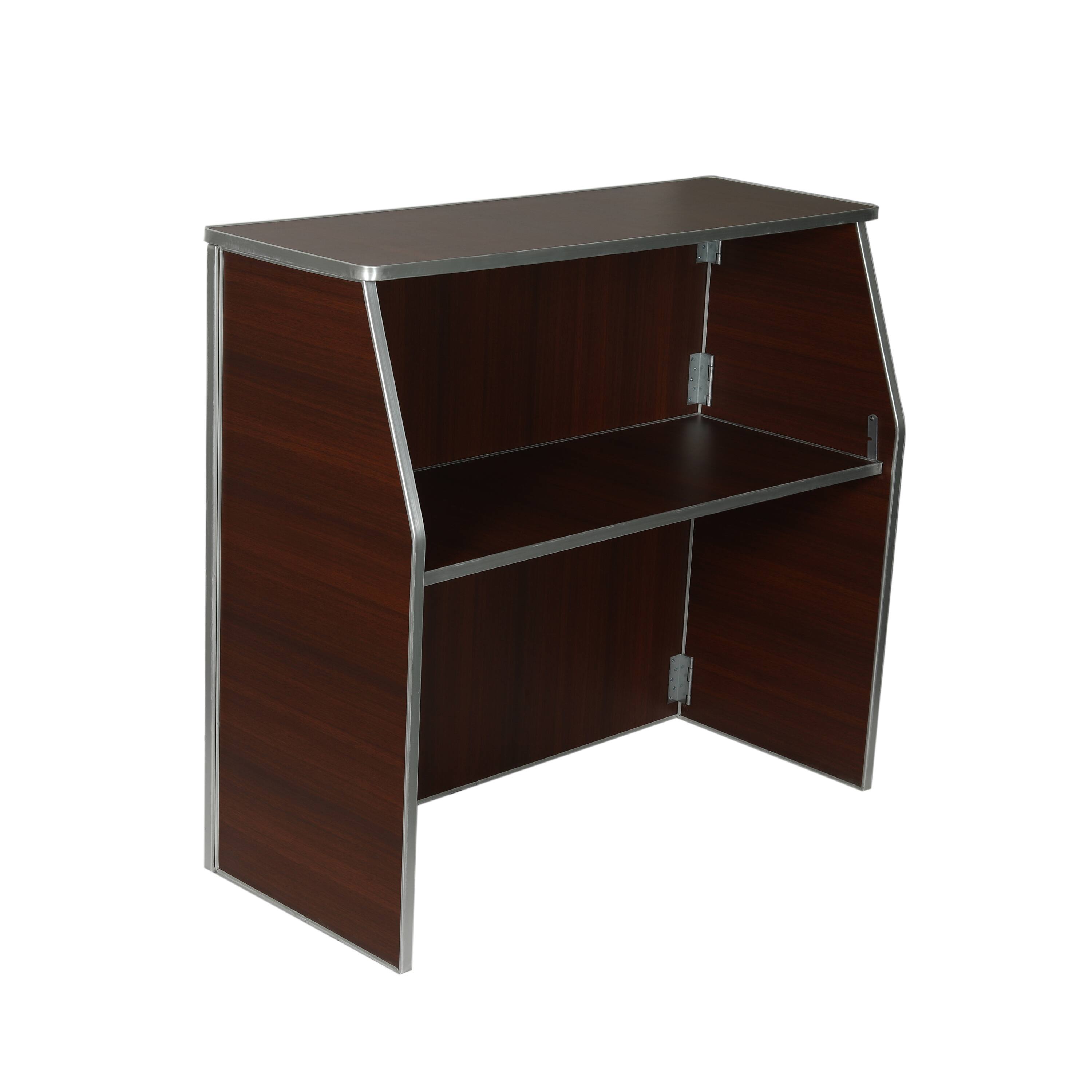 Back. Flash Furniture - Amara 4' Walnut Woodgrain Laminate Foldable Bar - Portable Event Bar - Brown.