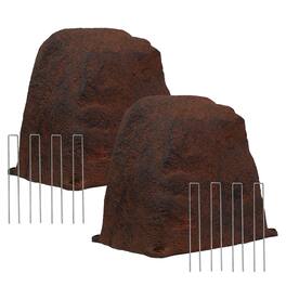 Sunnydaze - Flat-Top Artificial Landscape Rock with Stakes - 2 Pack - Brown