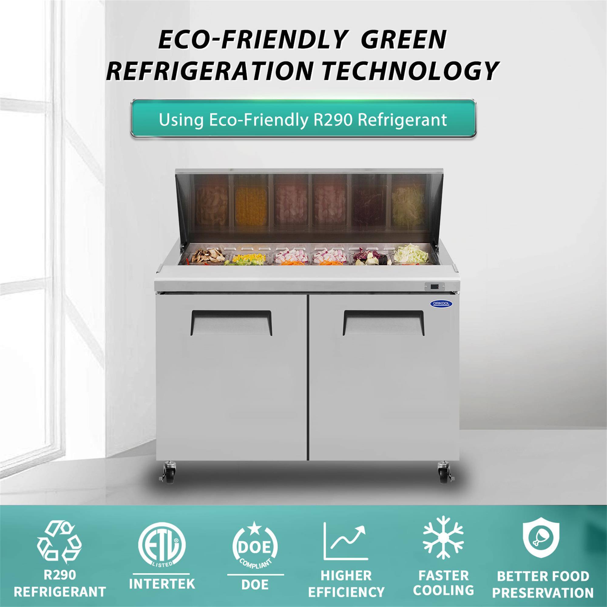 ECO-FRIENDLY GREEN REFRIGERATION TECHNOLOGY  
Using Eco-Friendly R290 Refrigerant  

- R290 REFRIGERANT  
- INTERTEK LISTED  
- DOE COMPLIANT  

- HIGHER EFFICIENCY  
- FASTER COOLING  
- BETTER FOOD PRESERVATION