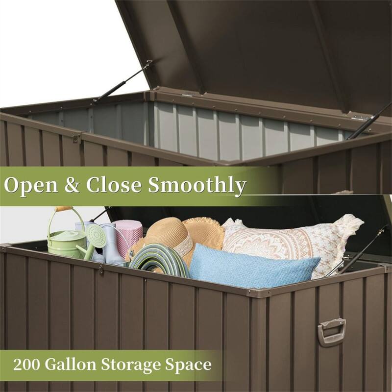 Open & Close Smoothly  
200 Gallon Storage Space