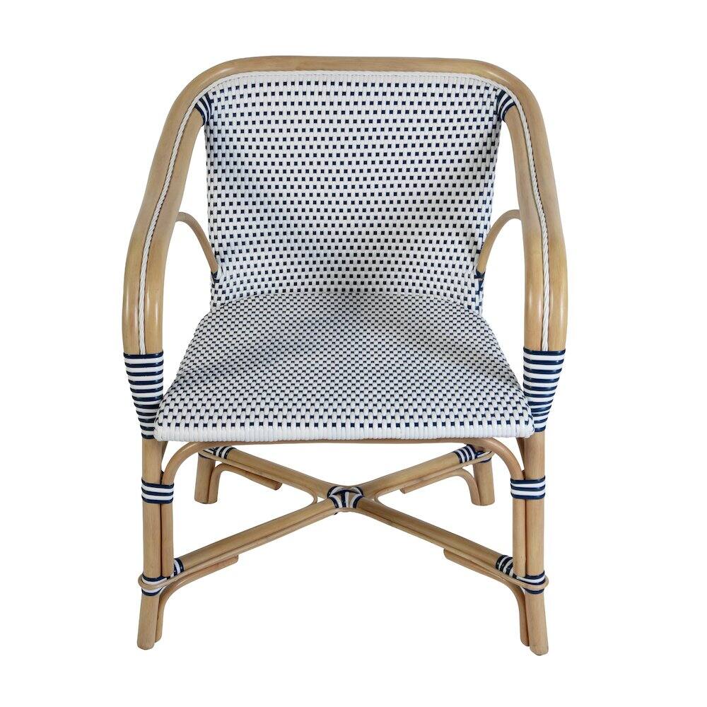 Alt View 3. Butler Specialty - Portofino 18.75 in. Seat Height Rattan Arm Chair - White And Navy.