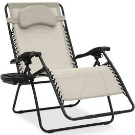 Best Choice Products - Oversized Zero Gravity Chair, Folding Outdoor Patio Recliner w/ Cup Holder - Ivory