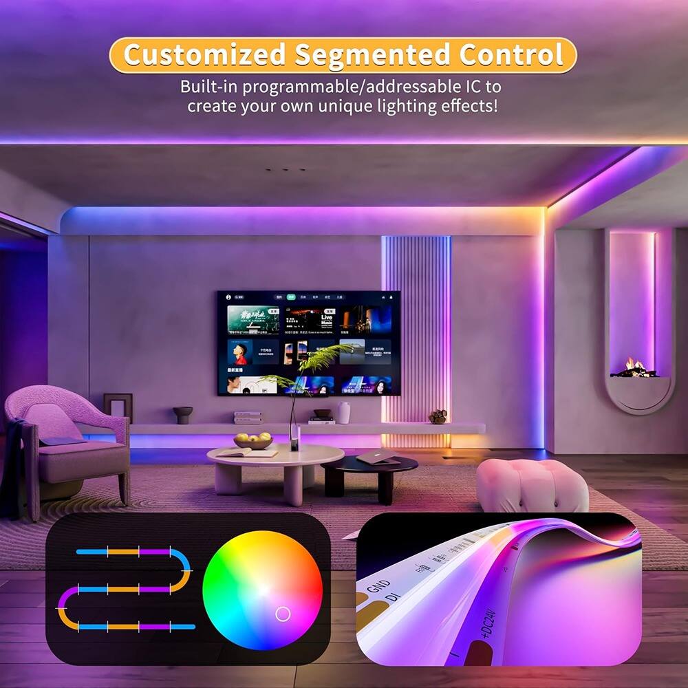 Customized Segmented Control  
Built-in programmable/addressable IC to create your own unique lighting effects!