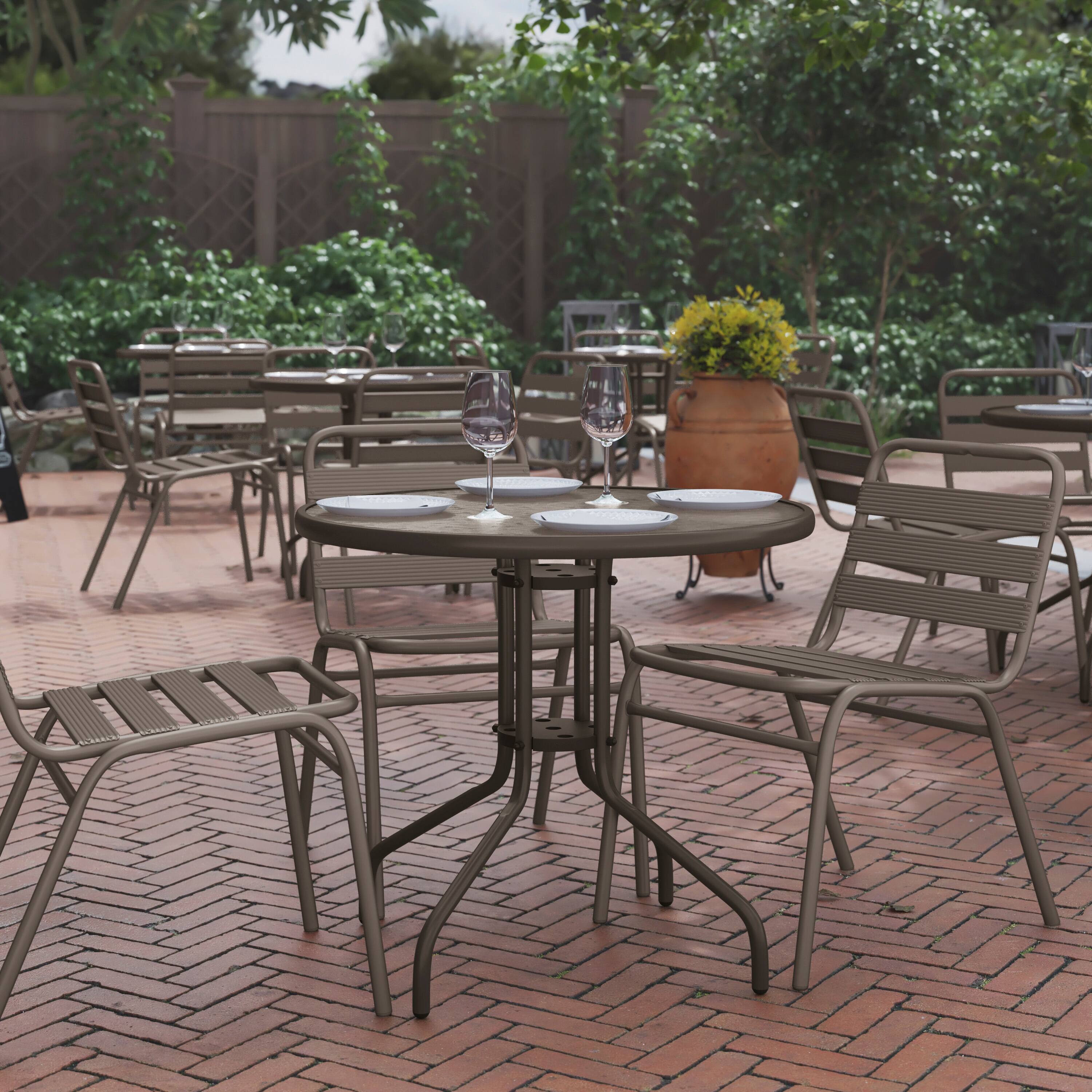 Alt View 1. Flash Furniture - Bellamy 31.5'' Bronze Round Tempered Glass Metal Table - Brown.