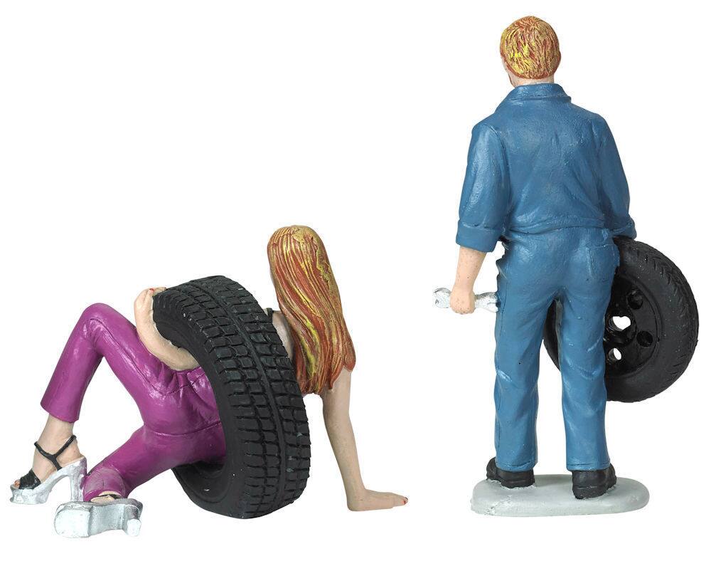 Alt View 2. Motorhead Miniatures - Val and Gary Tire Brigade 2 piece Figurine Set 1/18 by Motorhead Miniatures.