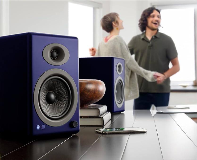 Back. Audioengine - A5+ Home Music System w/ Bluetooth aptX-HD - Blue.