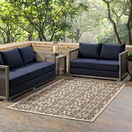 Modway - Ariana Vintage Floral Trellis Indoor and Outdoor Area Rug - Light and Dark Beige