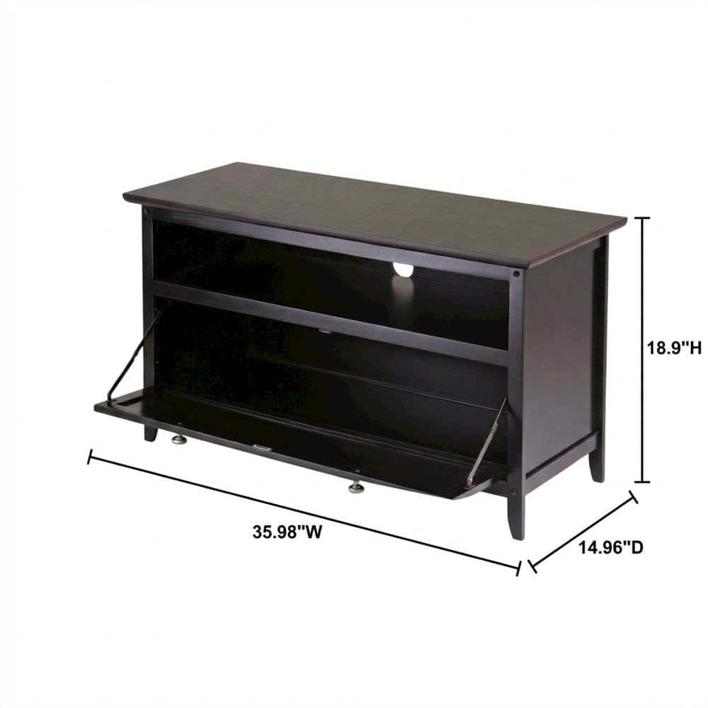 FurniFact - Dark TV Stand with Transitional Style and Solid Wood Finish - Espresso