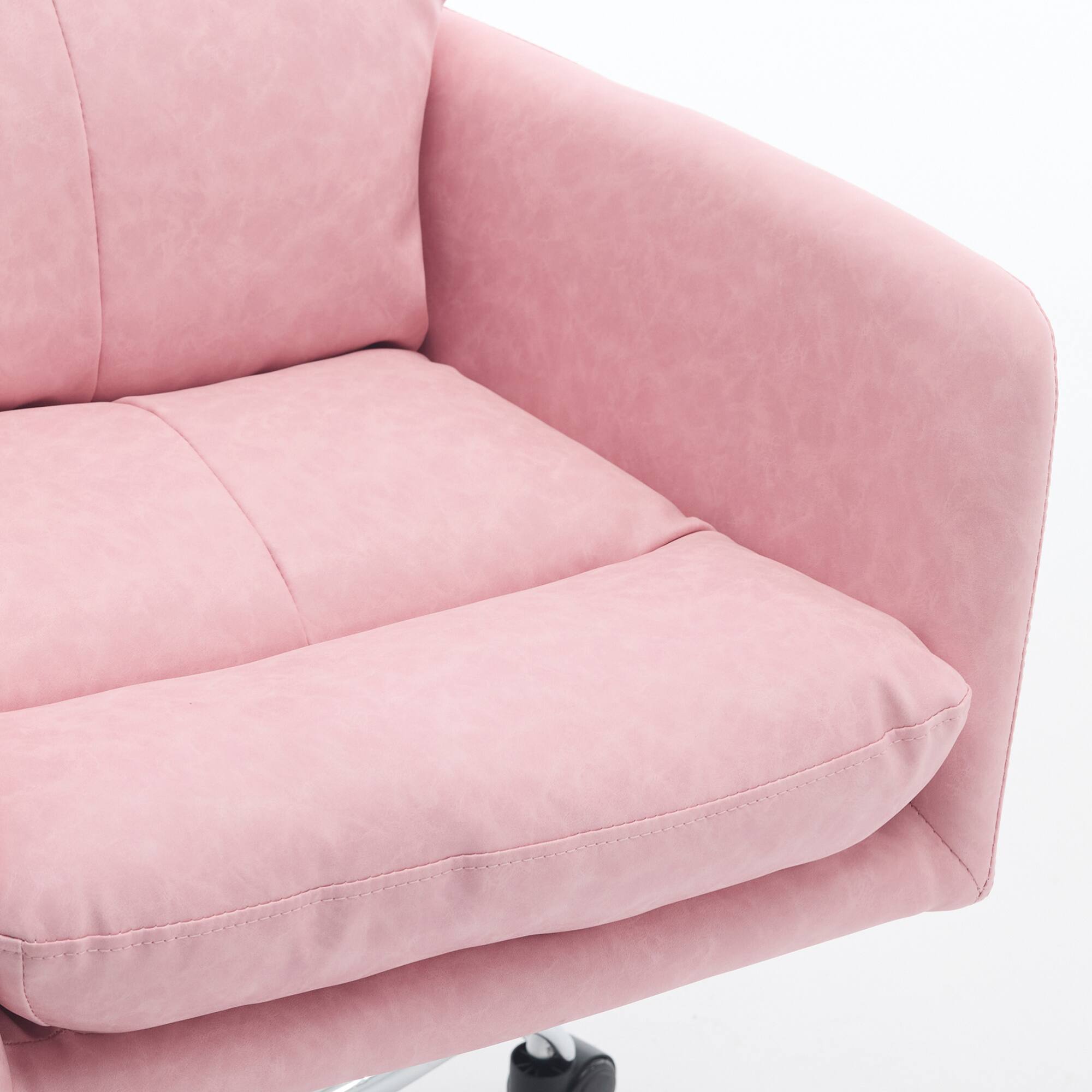 Alt View 4. GOODSILO - Ergonomic Executive Office Chair with Adjustable Height and PU Leather Upholstery - Pink.