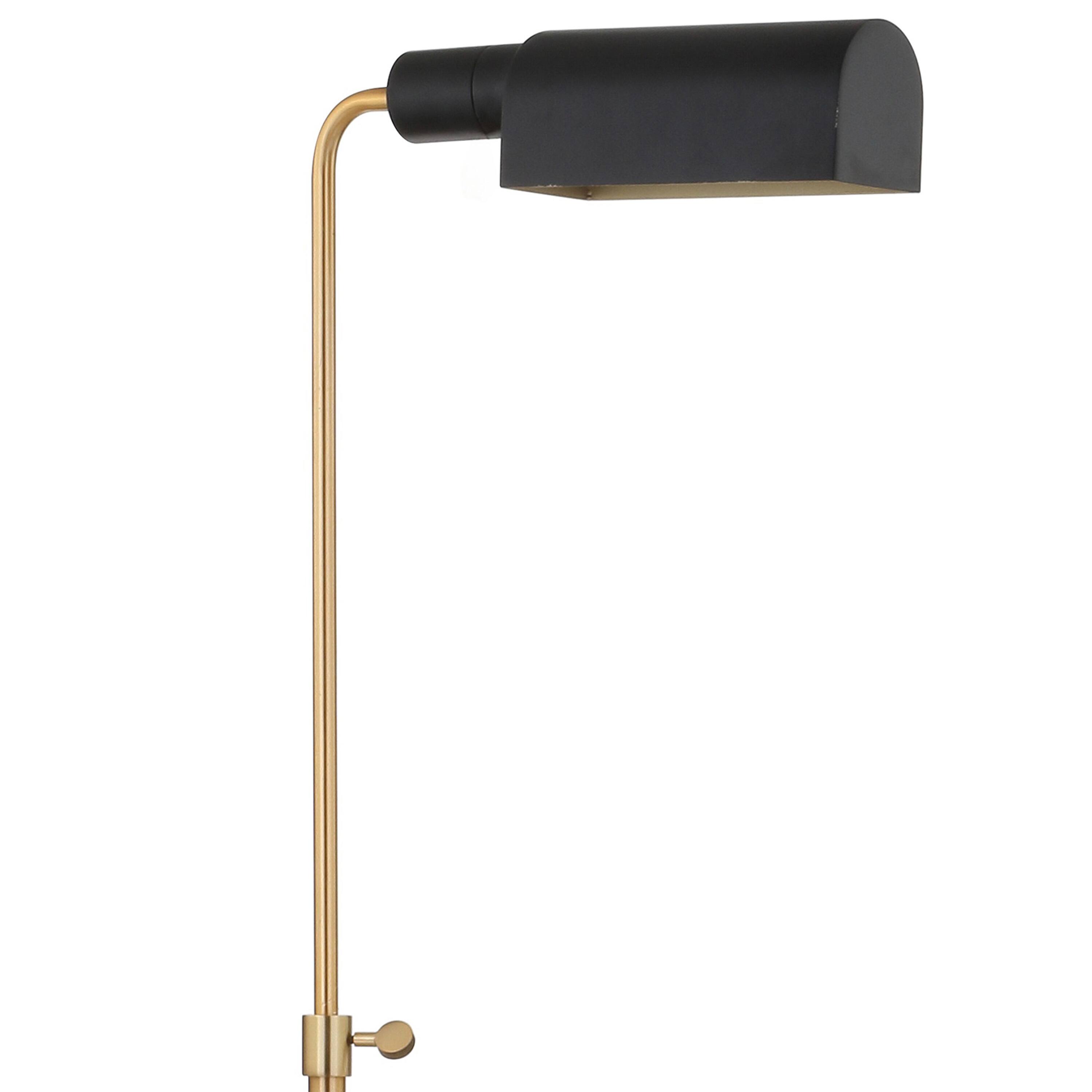 Alt View 4. Jonathan Y - Iva 56.5" Adjustable Brass Library LED Floor Lamp, Brass Gold/Carrara Marble - Brass Gold.