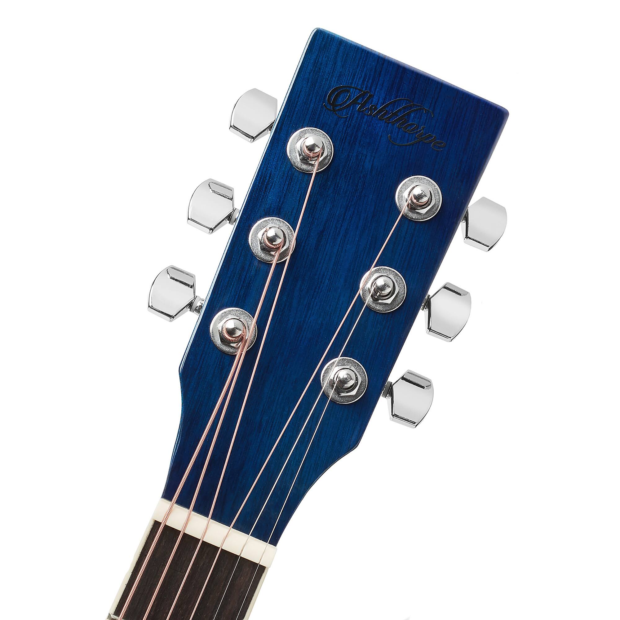 Alt View 3. Ashthorpe - 41-in Dreadnought Acoustic Electric Guitar with 10 Watt Amp - Blue.