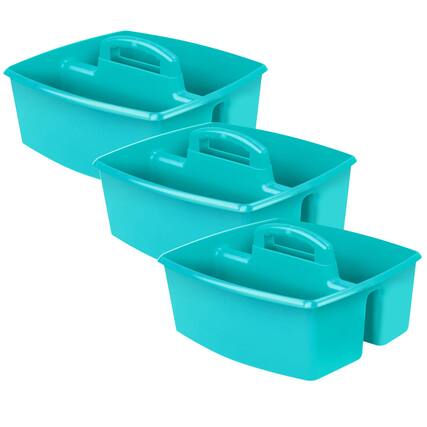 Front. Storex - Storex Large Caddy, Teal, Pack of 3.