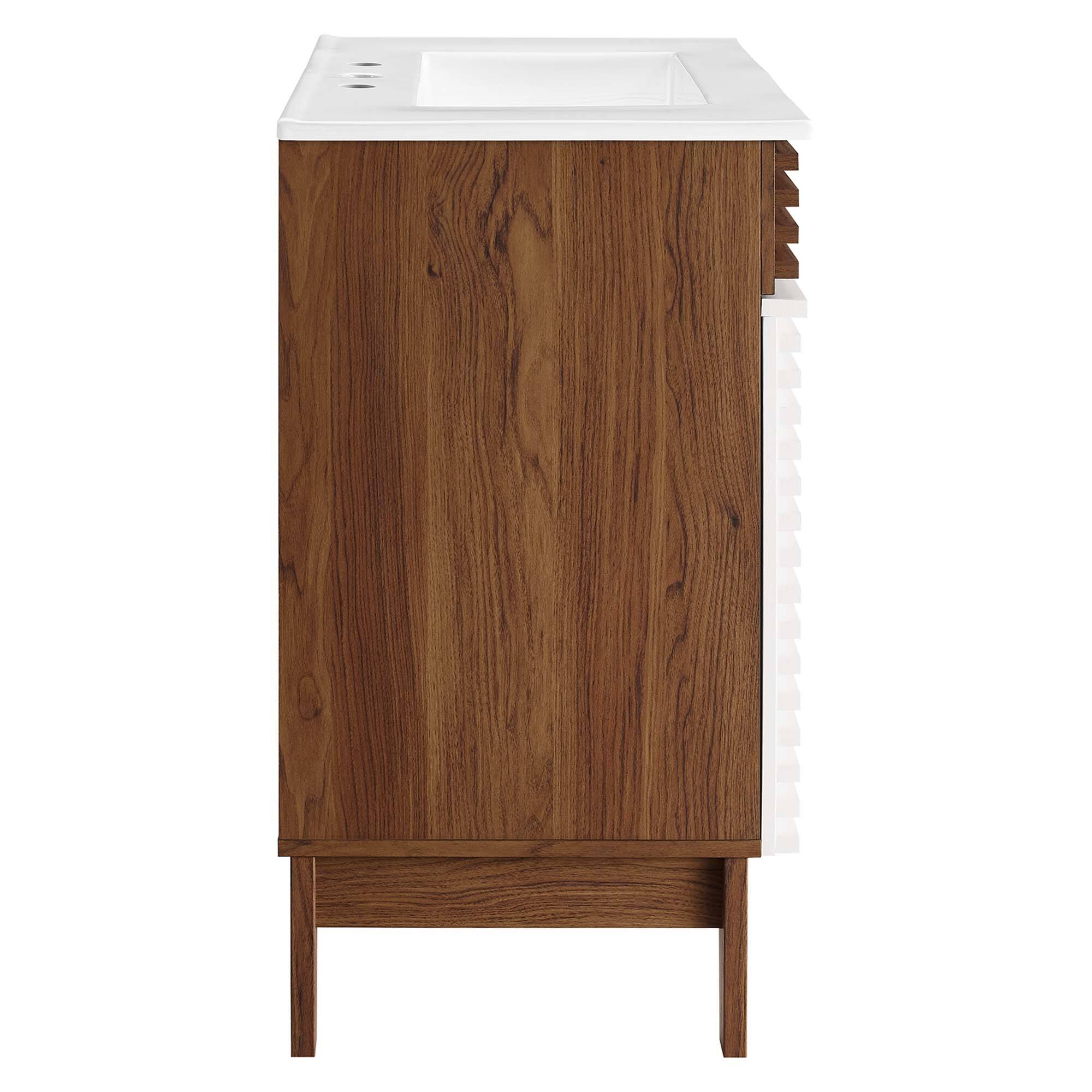Alt View 1. Modway - Render 30" and 36" Bathroom Vanities with White Basin Included - White Walnut White.