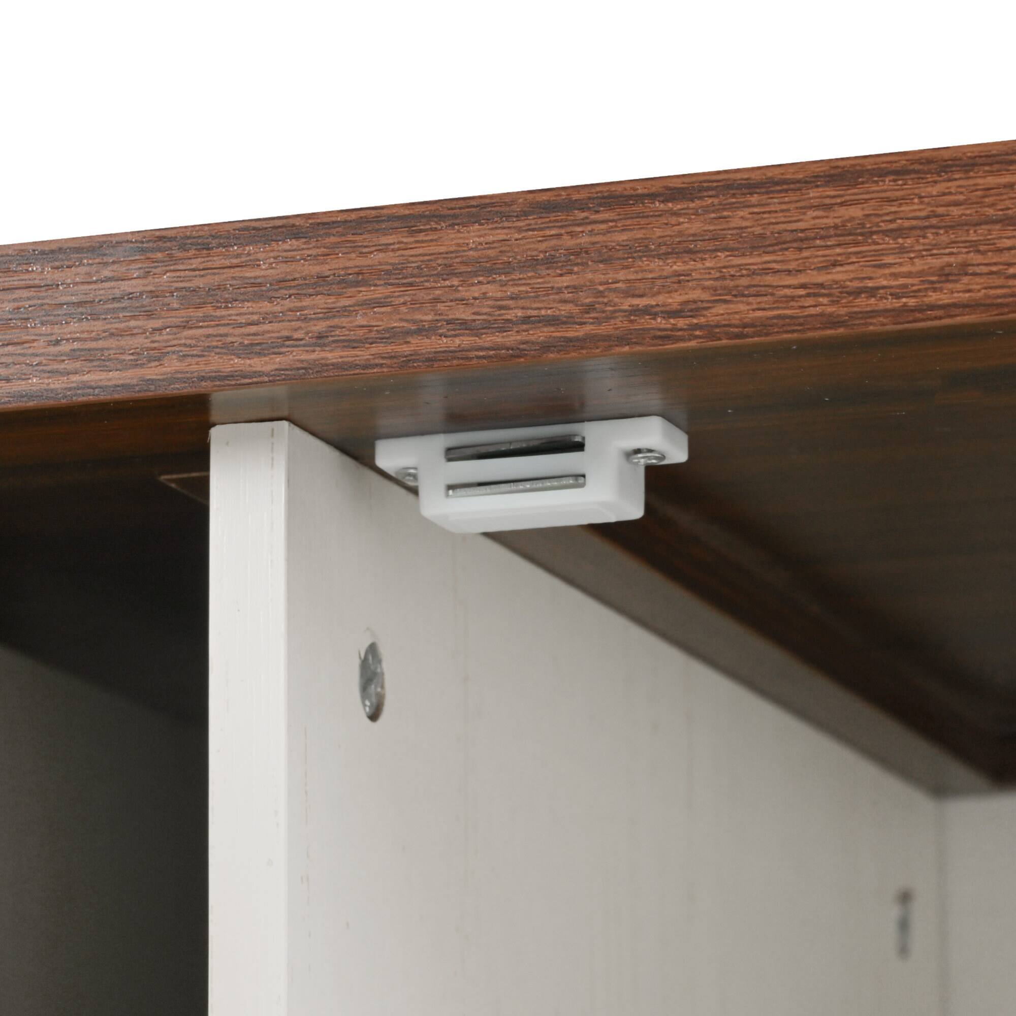 Alt View 8. ELEMENT ACE - Farmhouse Kitchen Island with Drop Leaf, Power Outlet, Storage Cart and Wheels - White.