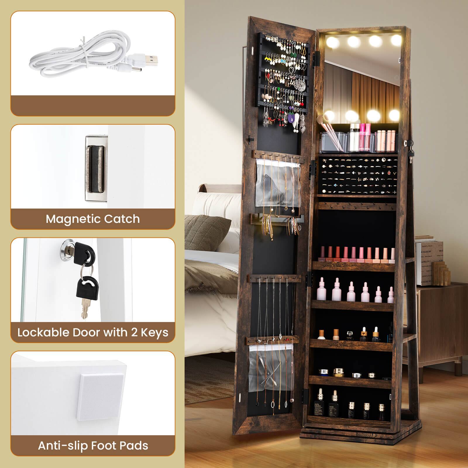 Magnetic Catch Lockable Door with 2 Keys Anti-slip Foot Pads