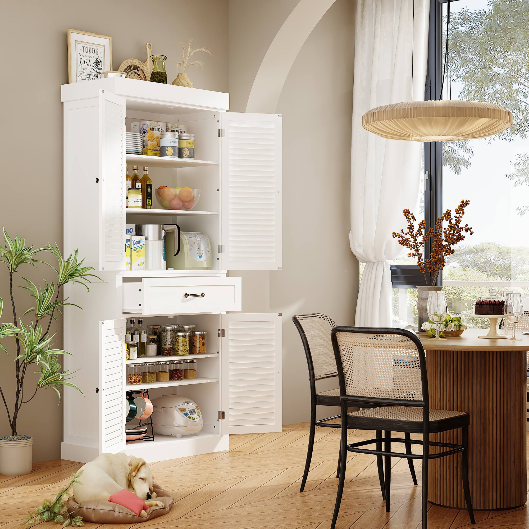 FUFU & GAGA FUFU&GAGA Shutter Door Kitchen Buffet Cabinet