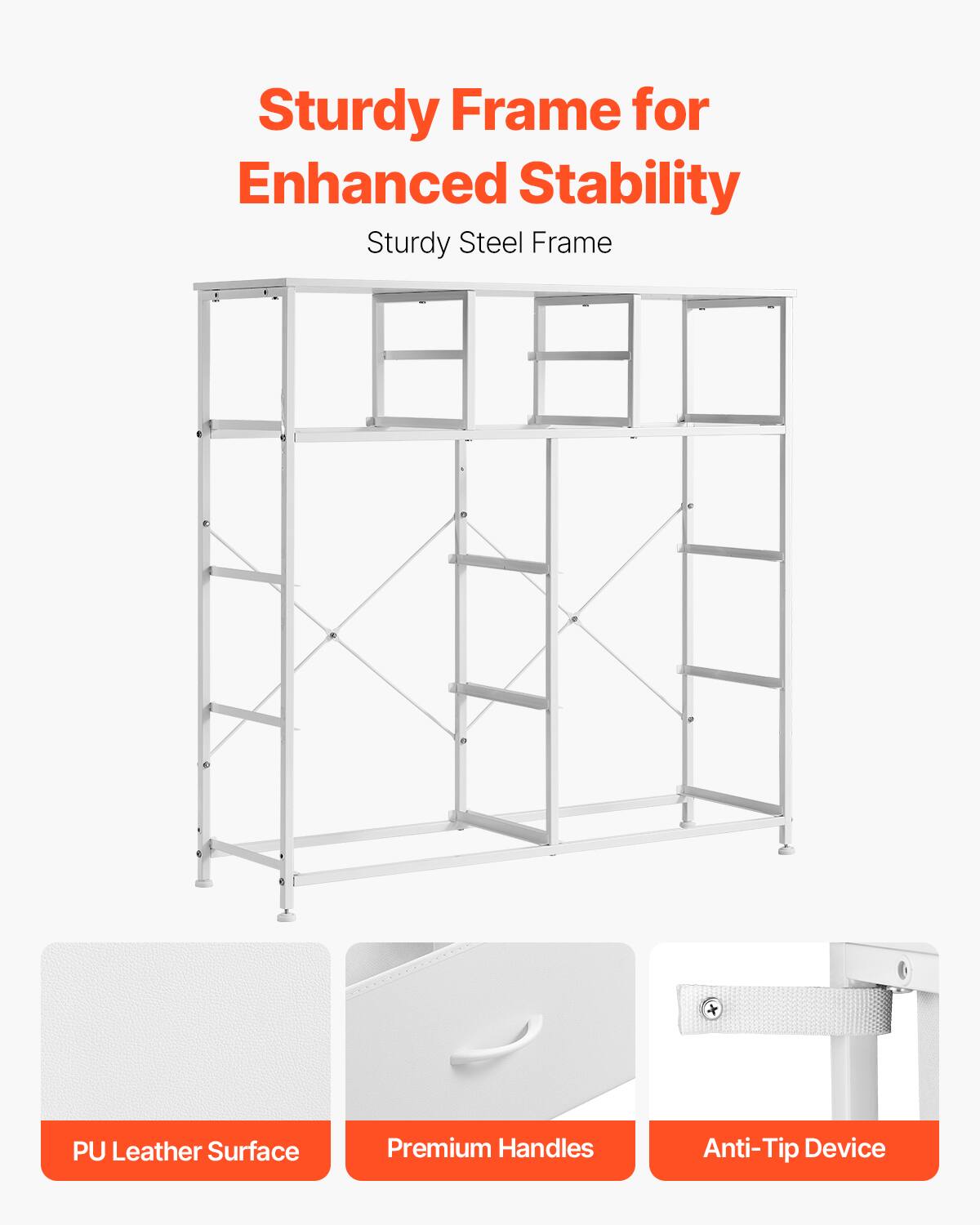 Sturdy Frame for Enhanced Stability

Sturdy Steel Frame

PU Leather Surface

Premium Handles

Anti-Tip Device