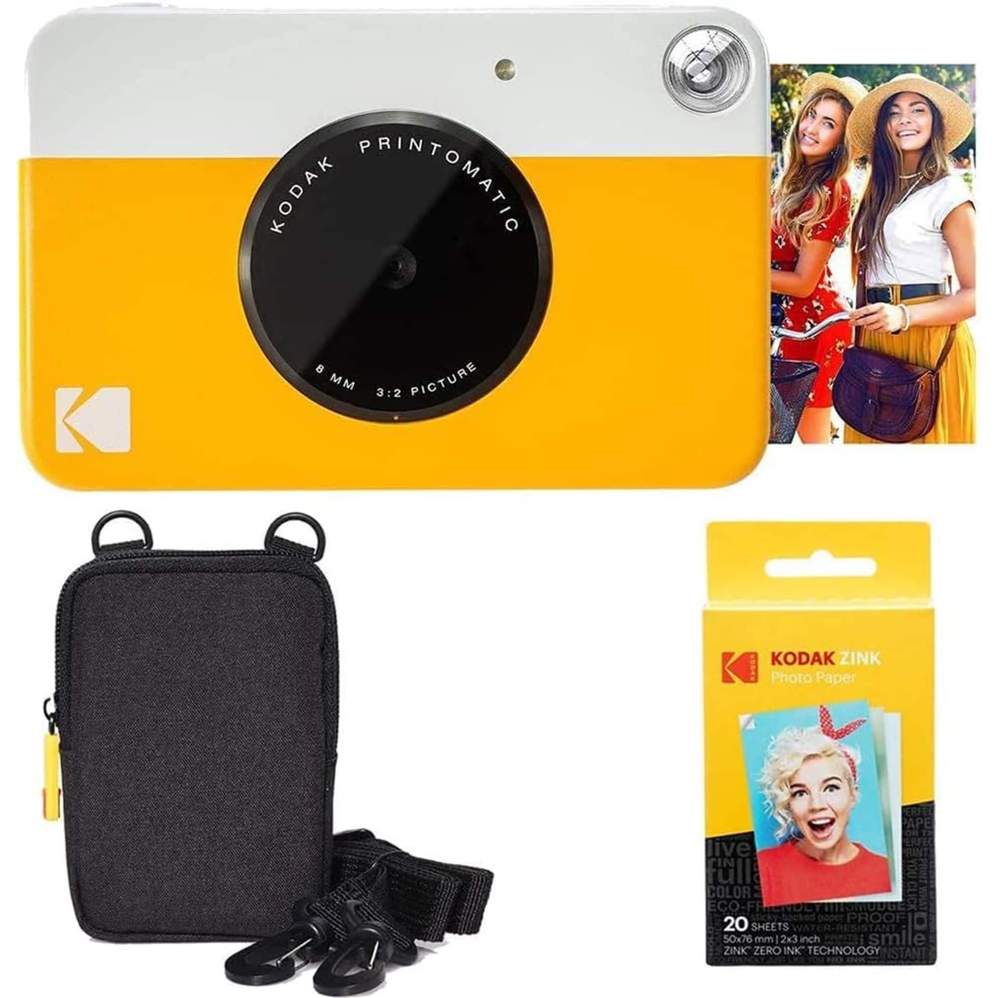 Kodak - Printomatic 5MP Instant Print Camera Starter Bundle with Case & Zink Photo Paper - Yellow