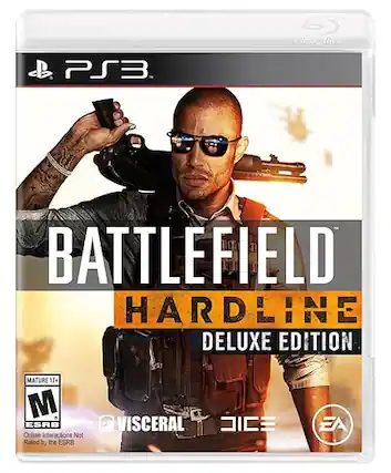 PS3
BATTLEFIELD HARDLINE DELUXE EDITION
MATURE 17+
M ESRB
Online Interactions Not Rated by the ESRB
VISCERAL
DICE
EA - M (Mature 17+)