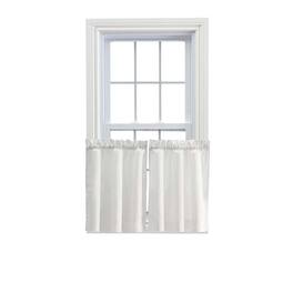 Ellis Curtain - Ellis Stacey 1.5" Rod Pocket High Quality Fabric Solid Color Window Tailored Tier Pair 56"x24" - Ice cream