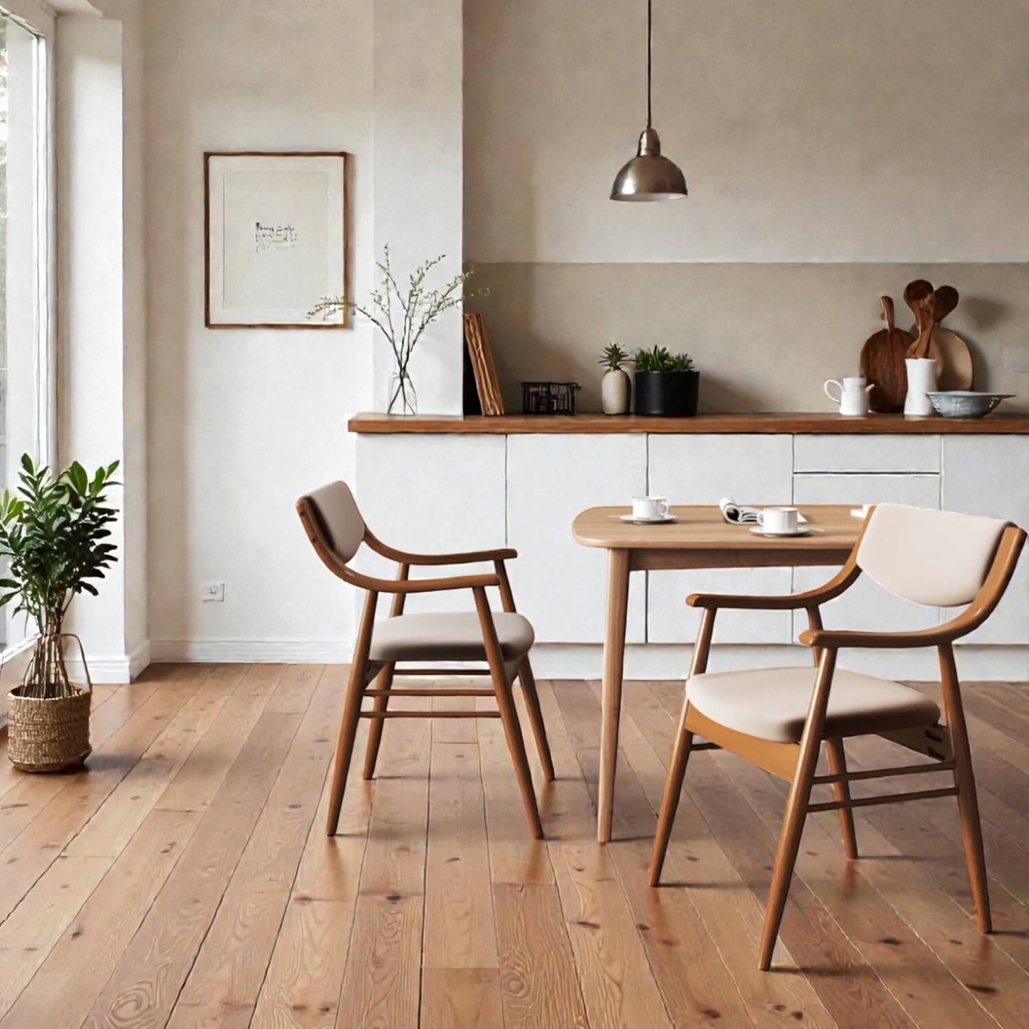 Front. Hivvago - Cozy Upholstered Dining Chair with Solid Wood Construction and Full Padding - Set of 2 - Walnut.