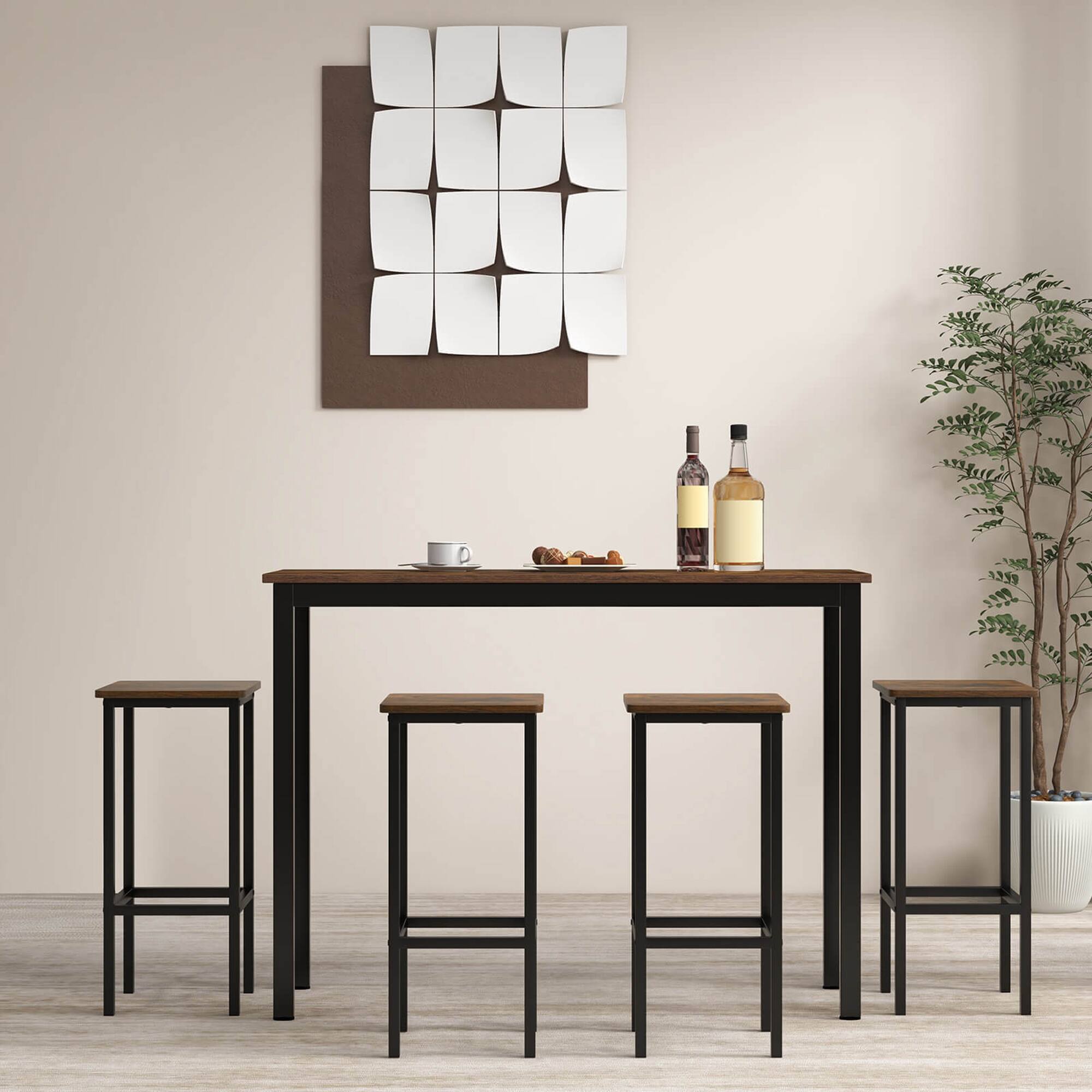 Alt View 2. Gymax - Gymax 4PCS 26'' Bar Stool Set w/Metal Frame Footrest Backless Counter Height Stool Brown - Rustic Brown.