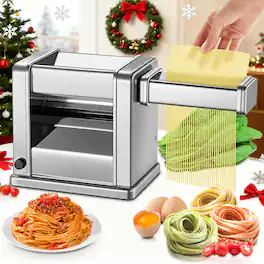 FOHERE - Electric Pasta Maker Machine, 7 adjustable Thickness Noodle Maker for Spaghetti, Fettuccine, Lasagna & Dumpling Skins - Silver