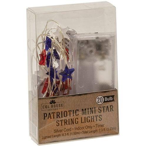 BreeBe LED Patriotic Mini Star Lights 20ct Red, White, Blue ML03924 ...