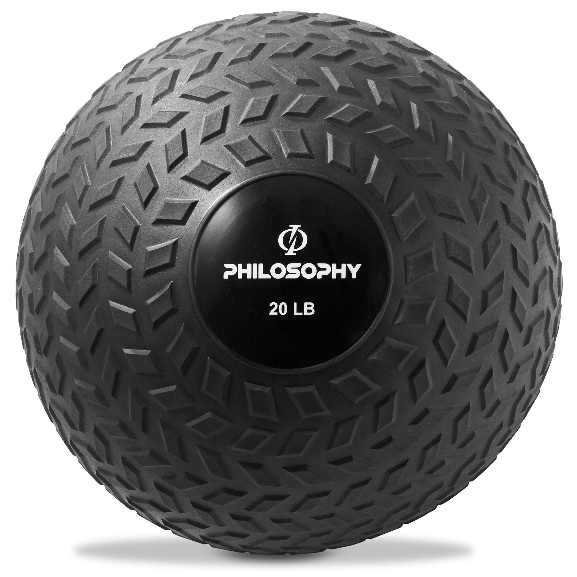 Philosophy Gym - Slam Ball - Weighted Medicine Ball with Easy Grip Tread - Black