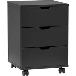 HTUTWOO - 15.74"L 3-Drawer Vertical Filing Cabinet - Rolling Wood Mobile File Cabinet, With Lockable Casters, Fully Assembled - Black