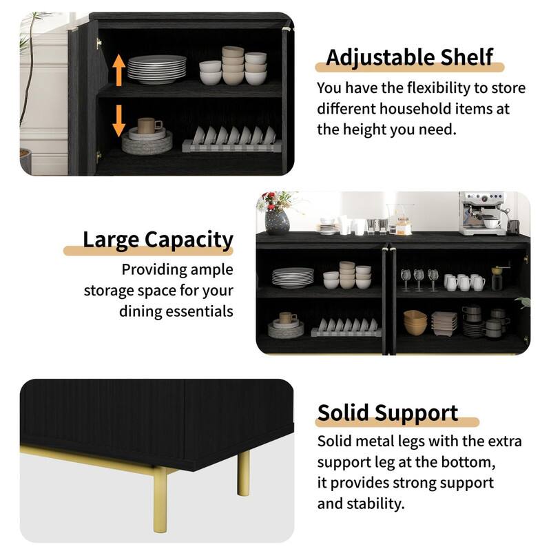 Adjustable Shelf  
You have the flexibility to store different household items at the height you need.

Large Capacity  
Providing ample storage space for your dining essentials

Solid Support  
Solid metal legs with the extra support leg at the bottom, it provides strong support and stability.