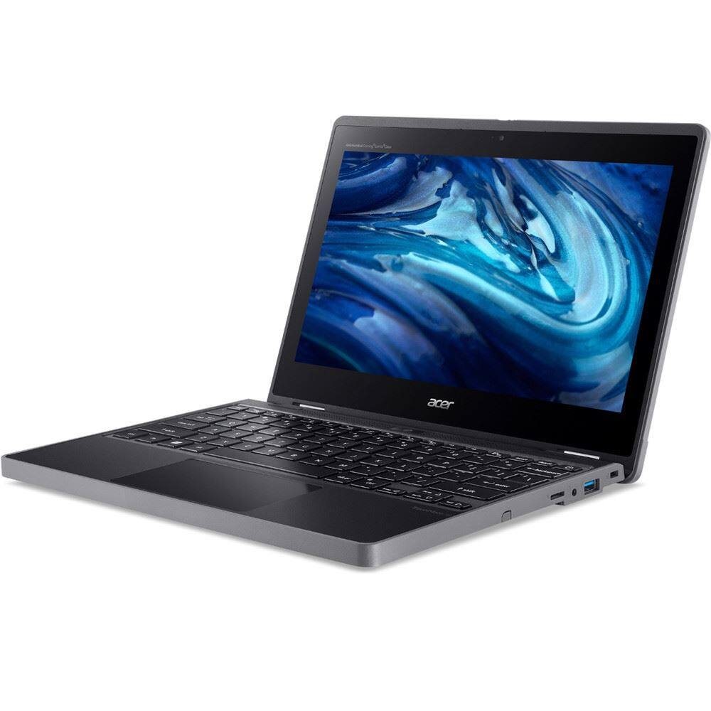 Left. Acer - TravelMate TMB311RN-33-C0JS 11.6" Touch Laptop Intel Celeron N100 1.8GHz 4GB RAM 128GB SSD W11 Home - Black.
