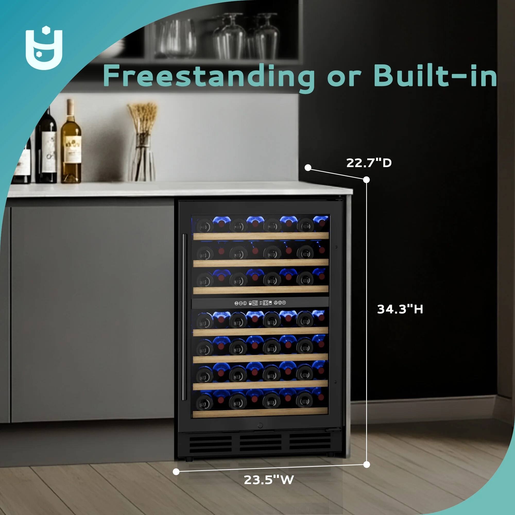 Euhomy Dual Zone 5 Cu.Ft Wine Cooler Quiet Built In/Freestanding