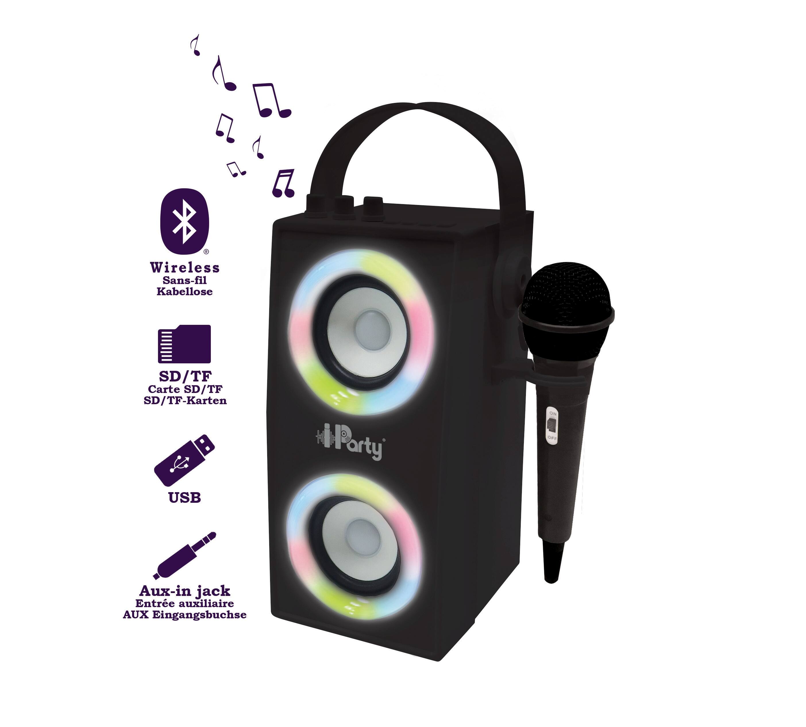 - Wireless Sans-fil Kabellose
- SD/TF Carte SD/TF SD/TF-Karten
- USB
- Aux-in jack Entre auxiliaire AUX Eingangsbuchse