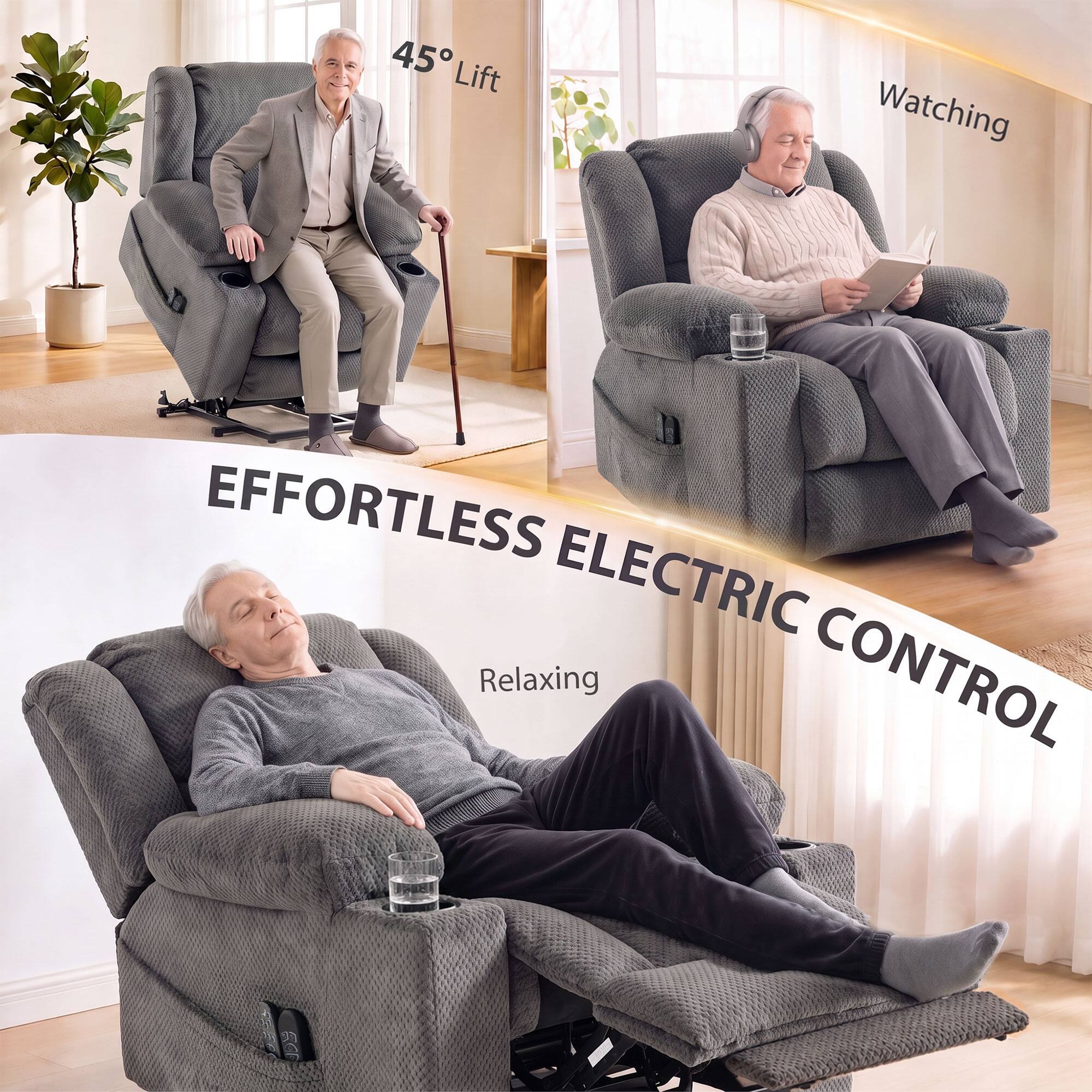 45° Lift  
Watching  
EFFORTLESS ELECTRIC CONTROL  
Relaxing