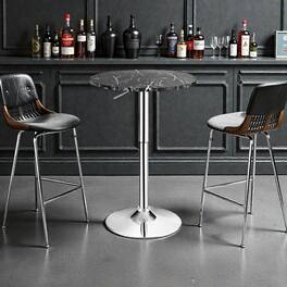 Hivvago - Adjustable Height Round Pub Table with Smooth 360° Rotating Top - Black