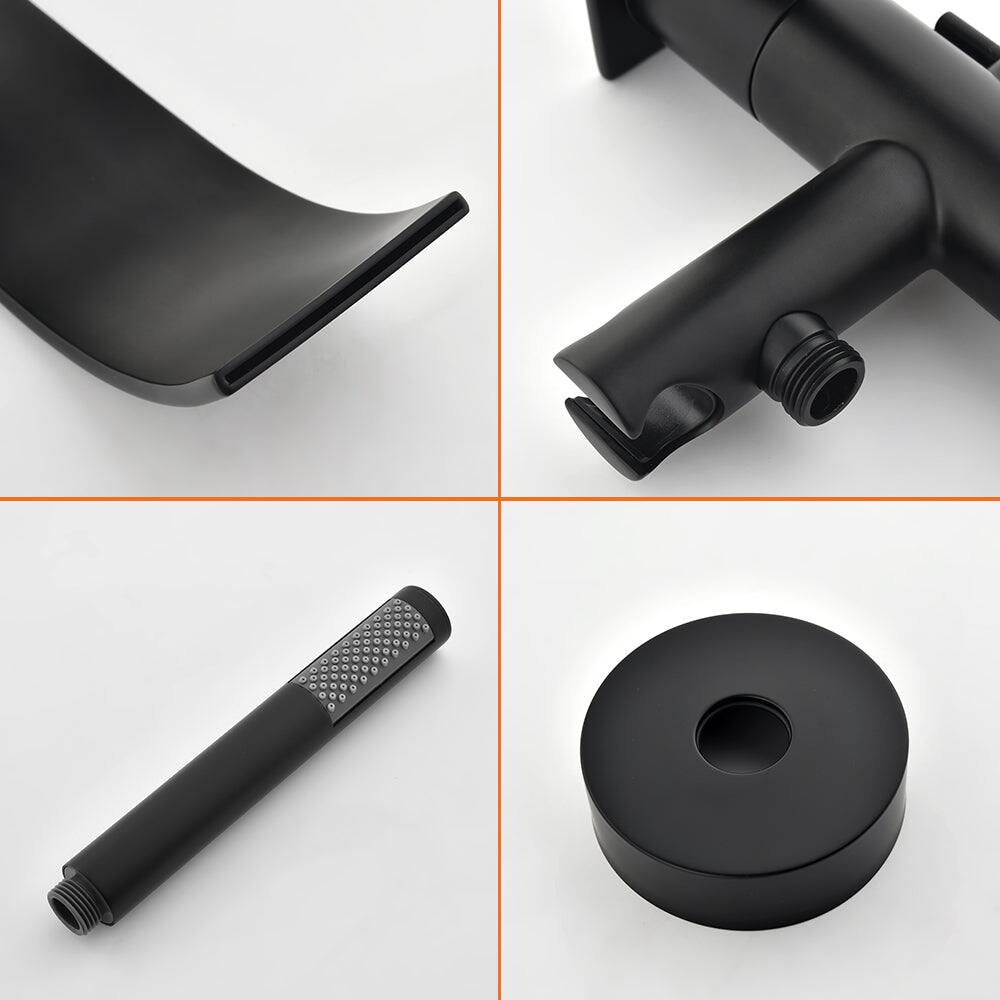 Alt View 10. Boyel Living - Black Bathtub Faucet Dual Function 360 Degrees Rotatable 1.5m SUS304 Hose Single Handle - Matte Black.