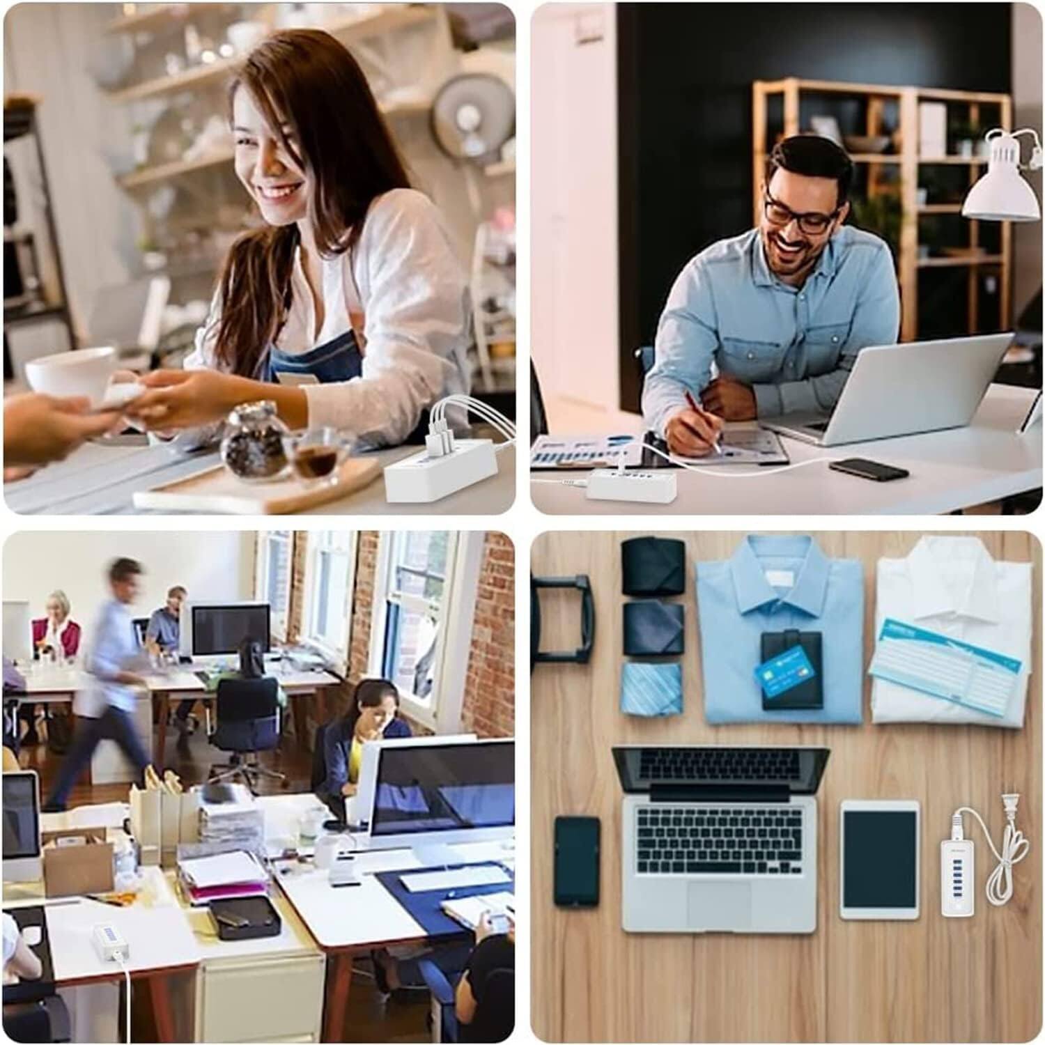 Alt View 2. Core Tech - 6-Port USB Charging Station, Fast Multi-Device Charger for Smartphones, Tablets & USB Devices - Black.