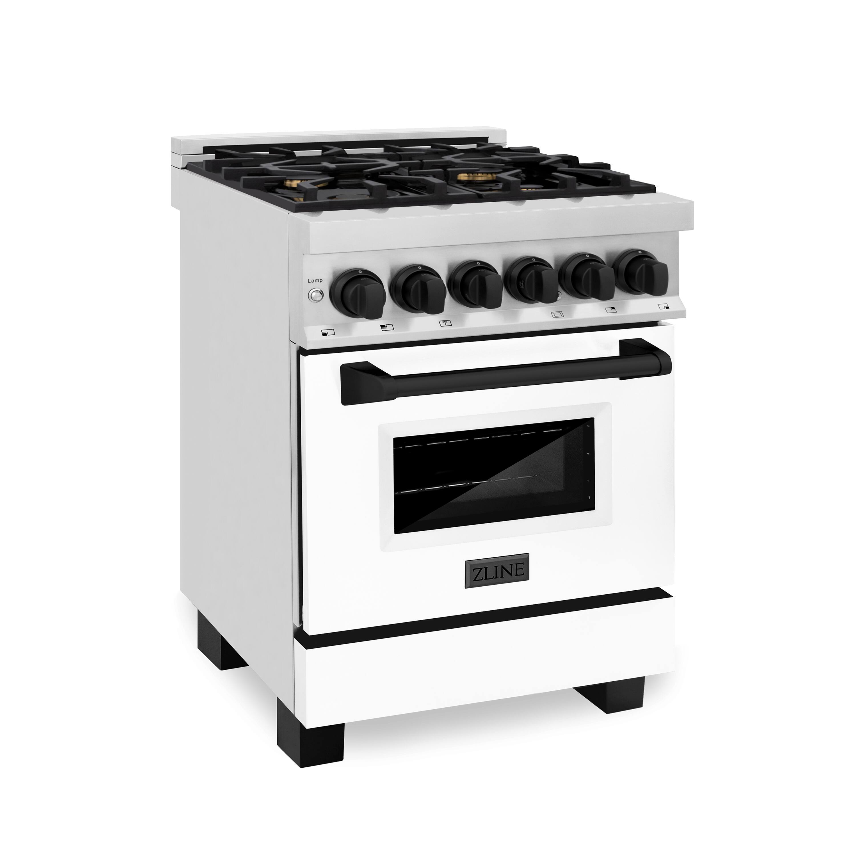 Back. ZLINE - Autograph 24" Legacy Dual Fuel Range w/ 4 Burners & White & Black Accents (RAZ-WM-24-MB) - Multicolor.