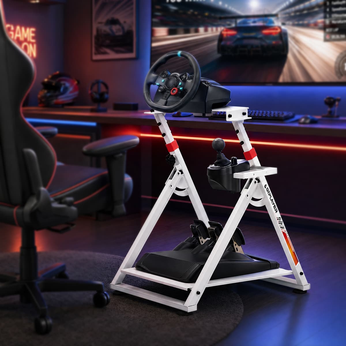 AWPLAY - Simulator Cockpit Wheel Stand Racing Steering Shifter Sim Racing Wheel Stand Wheel Pedals NOT Included