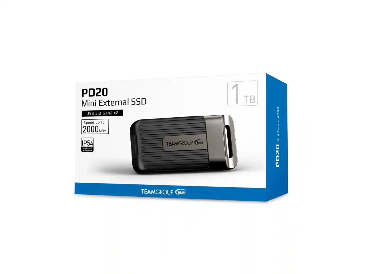 PD20 Mini External SSD  
USB 3.2 Gen2 x2  
Speed up to 2000 MB/s  
IP54  
1 TB  
TEAMGROUP Team