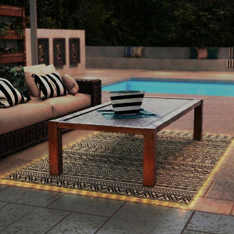 PULUZ Outdoor Rug Carpet with USB Lights Reversible Patio Rug with ...