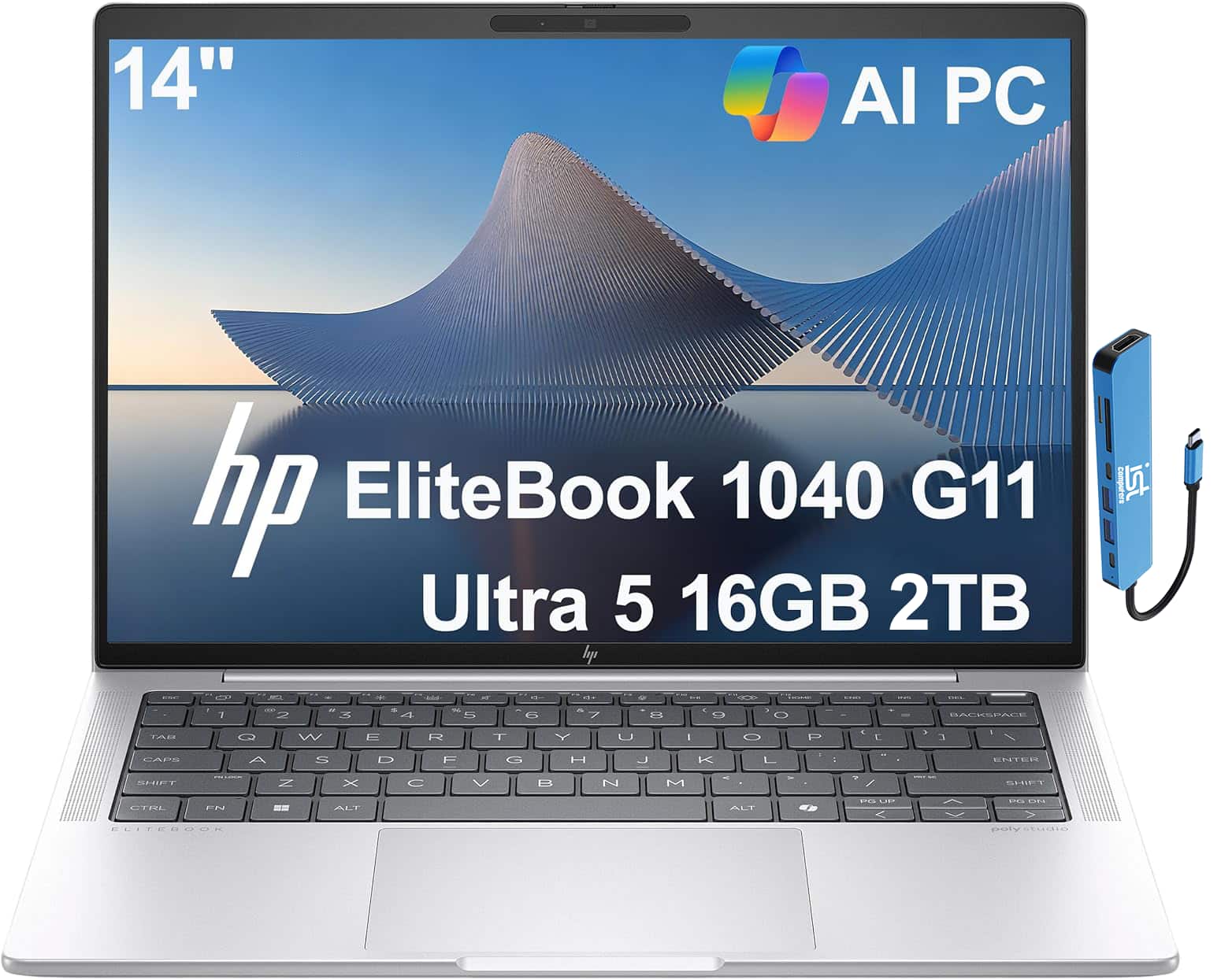 HP - EliteBook 1040 G11 14" FHD+ Laptop - Intel Core Ultra 5 with 16GB Memory - 2TB SSD - Thunderbolt 4 - Windows 11 Pro - Silver