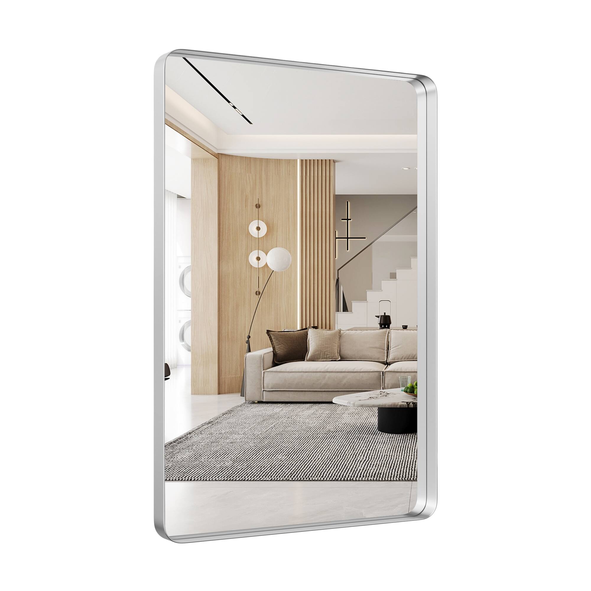 Alt View 7. PAIHOME - Classic Stainless Steel Rectangular Wall Mirror - Waterproof and Rustproof Bathroom Mirrors Modern Mirror - Sliver-16x24 Inch.