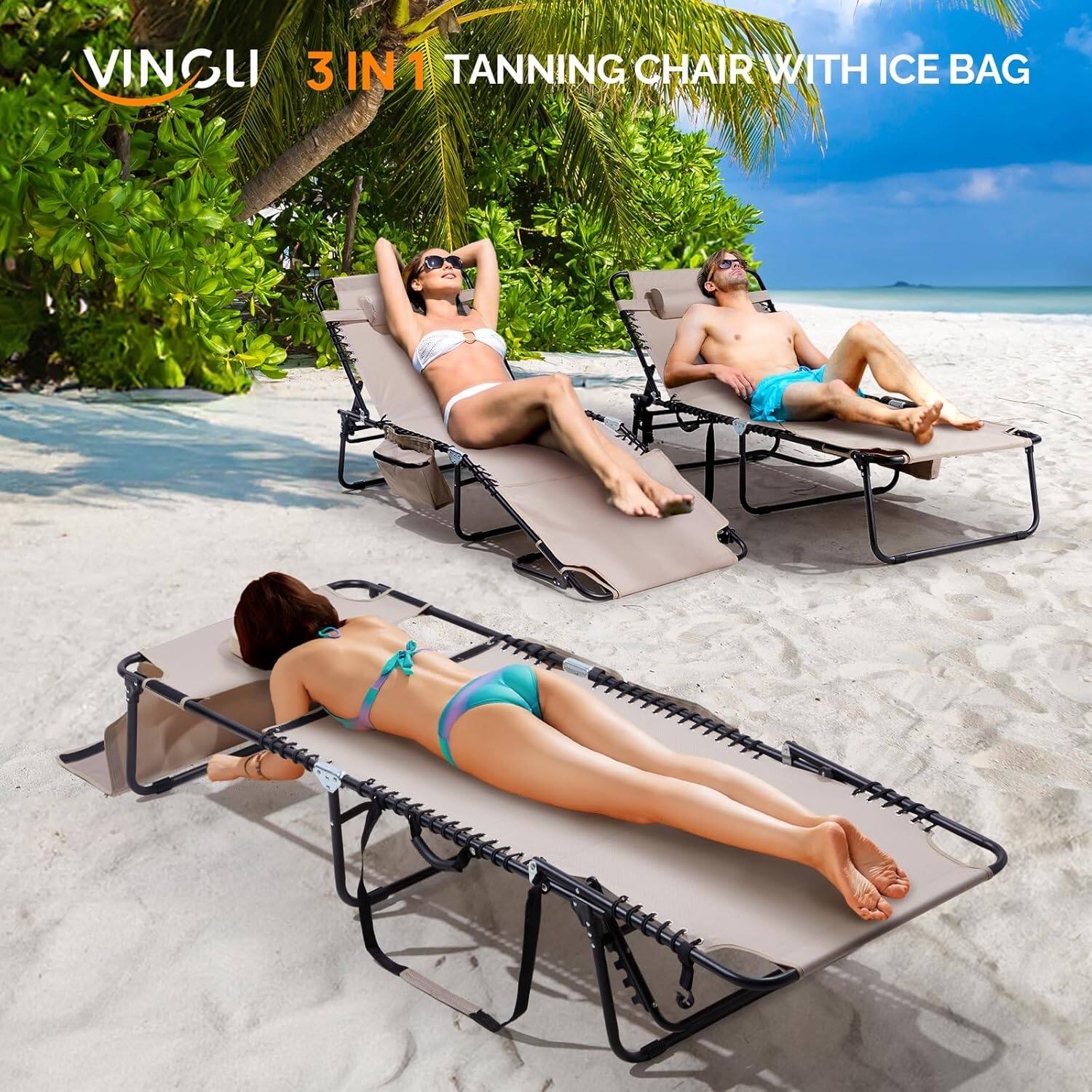 VINGLI 3 IN 1 TANNING CHAIR WITH ICE BAG