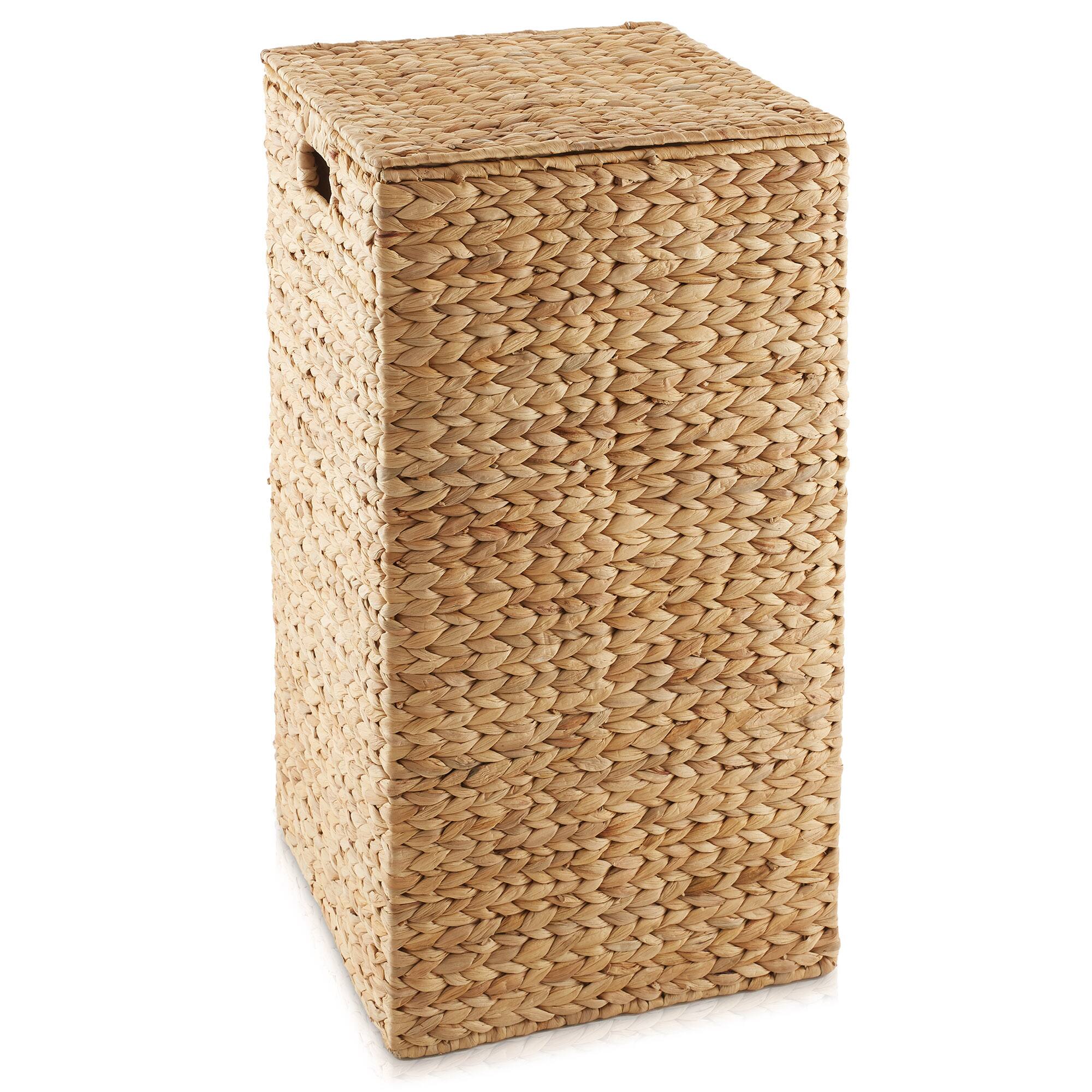 Alt View 2. Casafield - Square Laundry Hamper Basket w Lid and Liner for Clothes - Water Hyacinth - Natural.