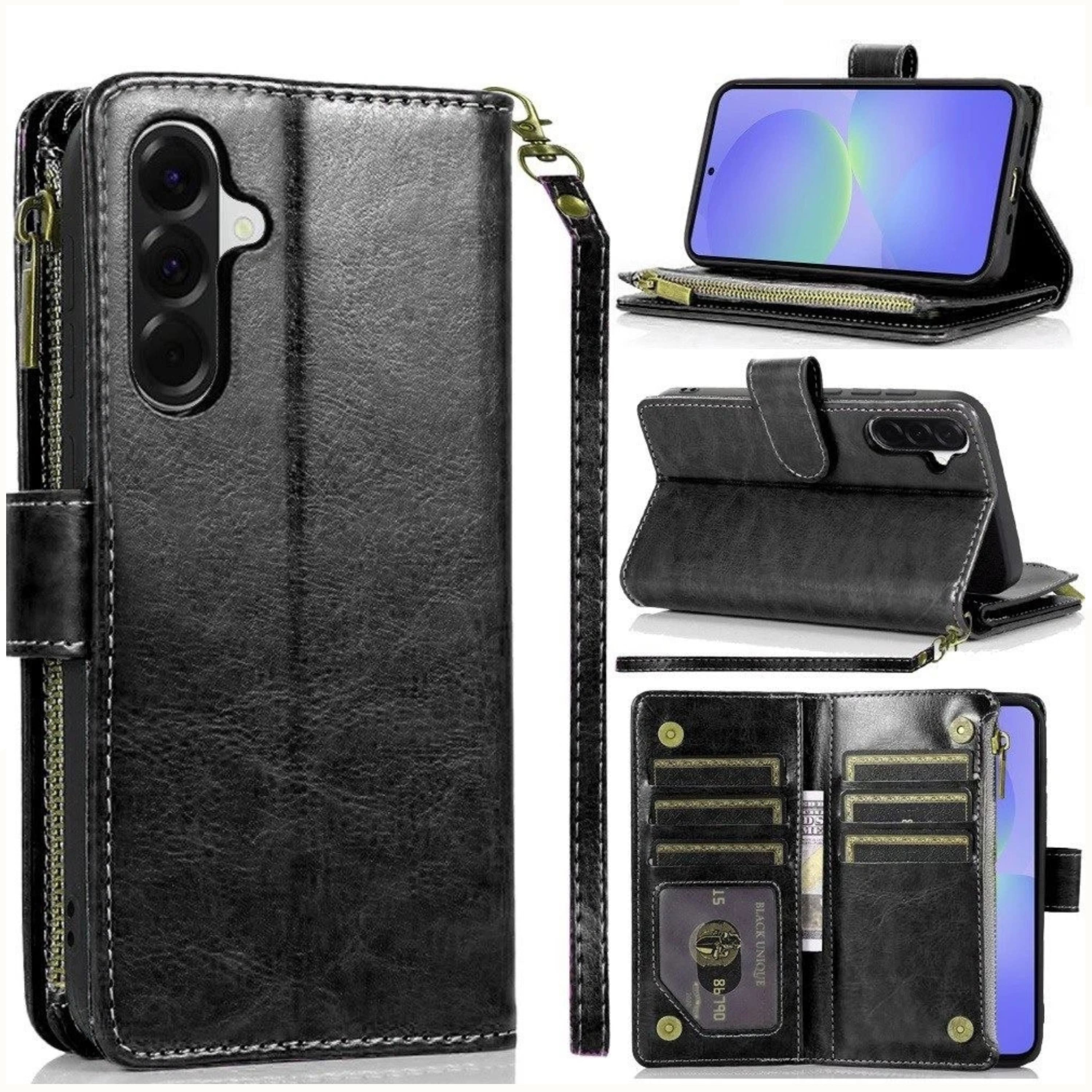 Kitcheniva - Luxury PU Leather Wallet Case With Zipper And Tempered Glass For Samsung A37 5G - Black price history on PriceWatchPro